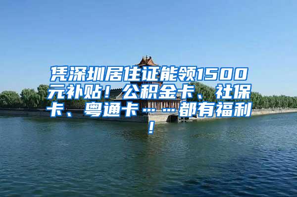 凭深圳居住证能领1500元补贴！公积金卡、社保卡、粤通卡……都有福利！