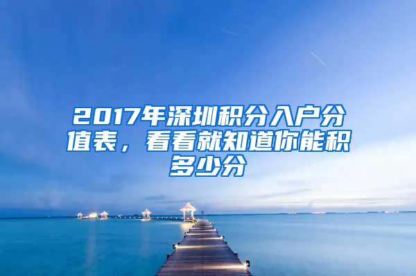 2017年深圳积分入户分值表，看看就知道你能积多少分