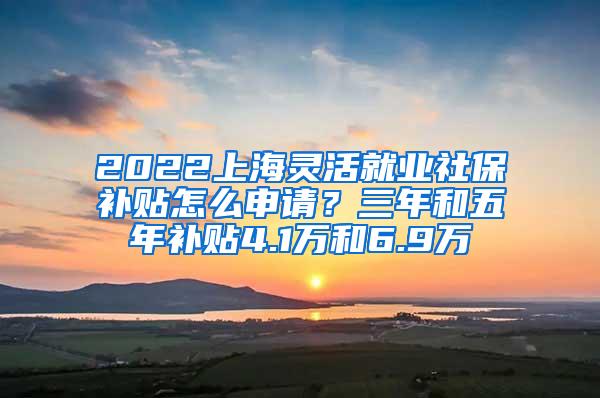 2022上海灵活就业社保补贴怎么申请？三年和五年补贴4.1万和6.9万