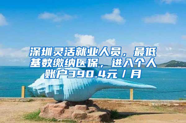 深圳灵活就业人员，最低基数缴纳医保，进入个人账户390.4元／月