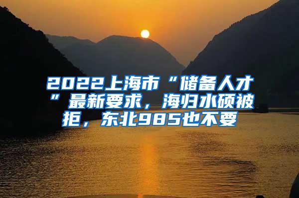 2022上海市“储备人才”最新要求，海归水硕被拒，东北985也不要
