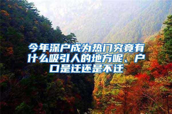 今年深户成为热门究竟有什么吸引人的地方呢、户口是迁还是不迁