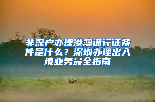 非深户办理港澳通行证条件是什么？深圳办理出入境业务最全指南