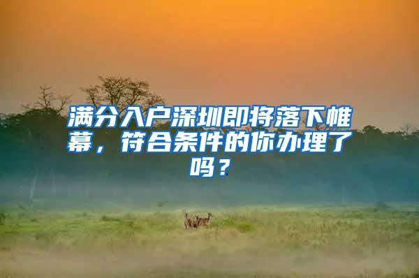 满分入户深圳即将落下帷幕，符合条件的你办理了吗？