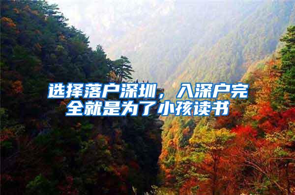 选择落户深圳，入深户完全就是为了小孩读书
