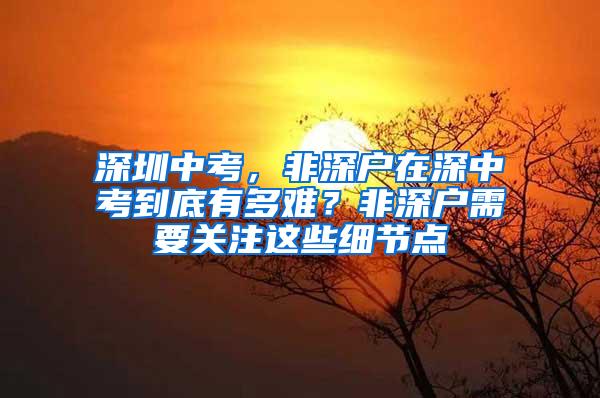 深圳中考，非深户在深中考到底有多难？非深户需要关注这些细节点