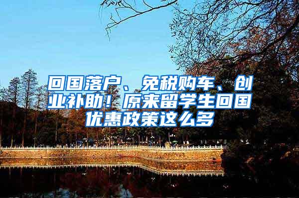 回国落户、免税购车、创业补助！原来留学生回国优惠政策这么多
