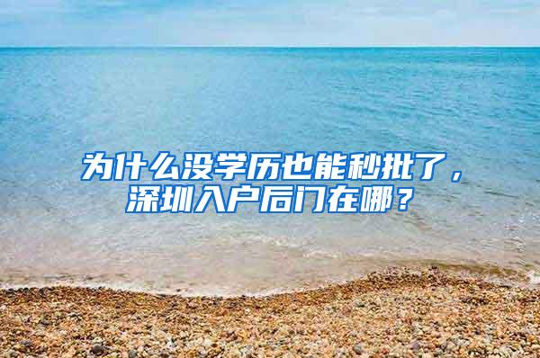 为什么没学历也能秒批了，深圳入户后门在哪？