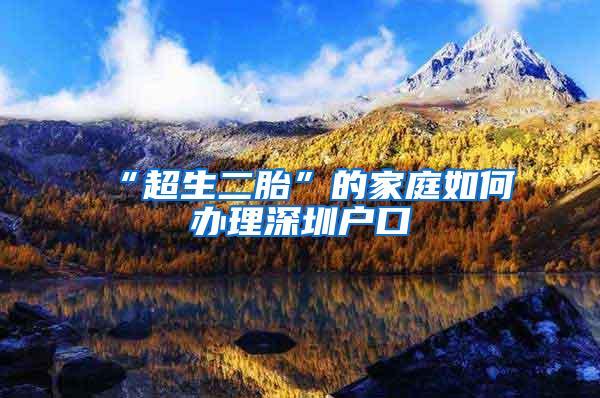 “超生二胎”的家庭如何办理深圳户口