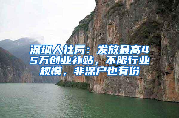 深圳人社局：发放最高45万创业补贴，不限行业规模，非深户也有份