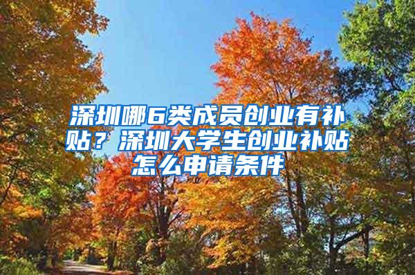 深圳哪6类成员创业有补贴？深圳大学生创业补贴怎么申请条件