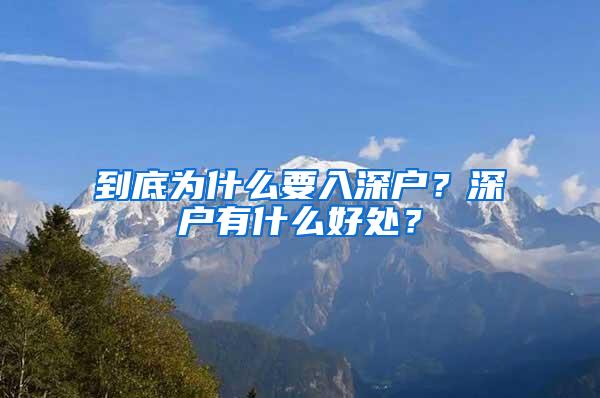 到底为什么要入深户？深户有什么好处？