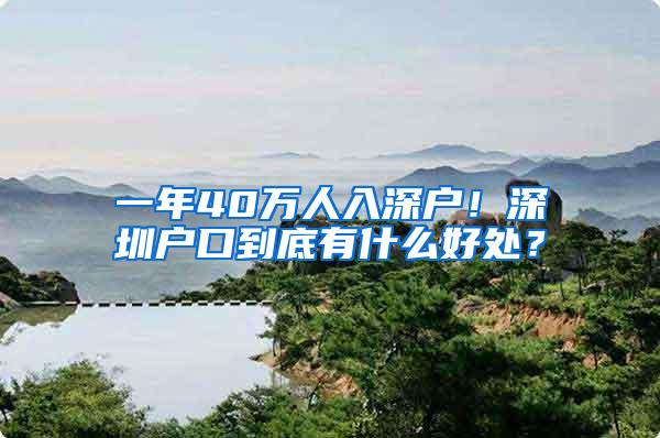 一年40万人入深户！深圳户口到底有什么好处？