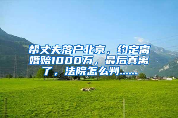 帮丈夫落户北京，约定离婚赔1000万，最后真离了，法院怎么判......