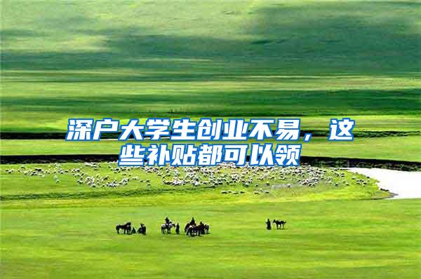 深户大学生创业不易，这些补贴都可以领