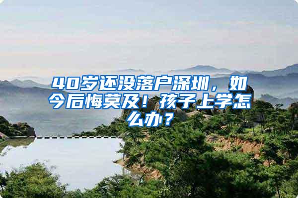 40岁还没落户深圳，如今后悔莫及！孩子上学怎么办？