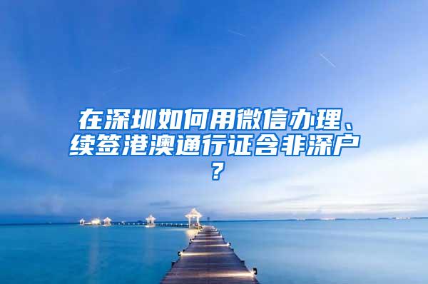 在深圳如何用微信办理、续签港澳通行证含非深户？