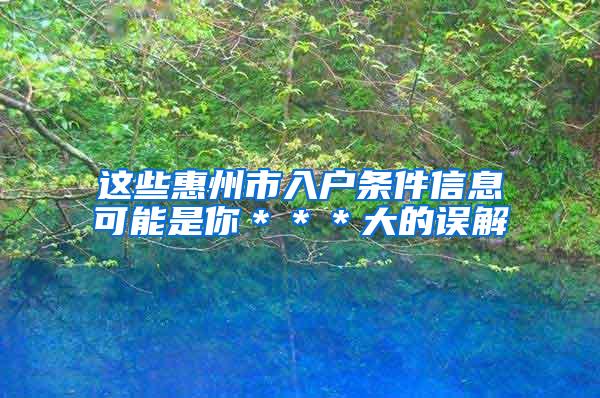这些惠州市入户条件信息可能是你＊＊＊大的误解