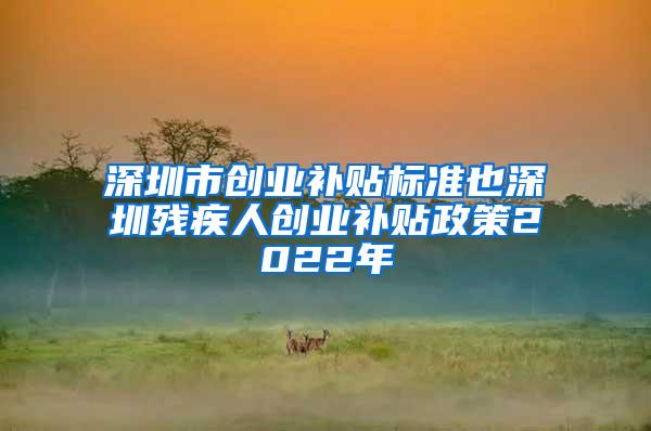 深圳市创业补贴标准也深圳残疾人创业补贴政策2022年