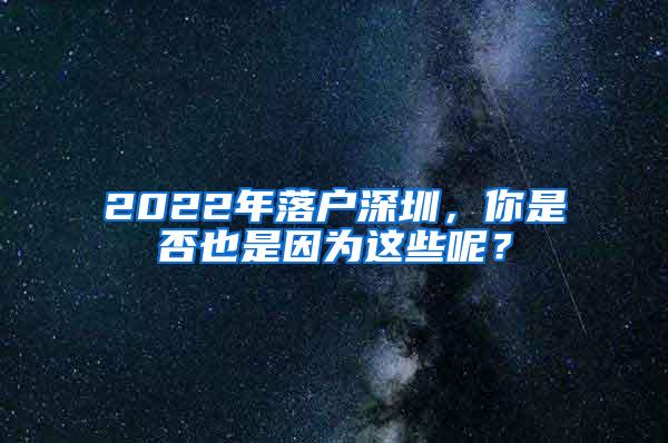 2022年落户深圳，你是否也是因为这些呢？