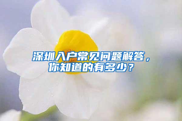 深圳入户常见问题解答，你知道的有多少？