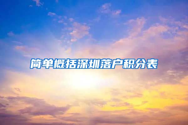 简单概括深圳落户积分表
