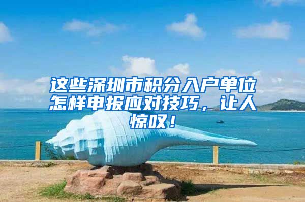 这些深圳市积分入户单位怎样申报应对技巧，让人惊叹！