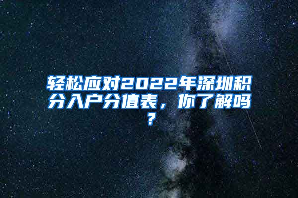 轻松应对2022年深圳积分入户分值表，你了解吗？