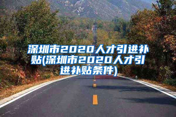 深圳市2020人才引进补贴(深圳市2020人才引进补贴条件)