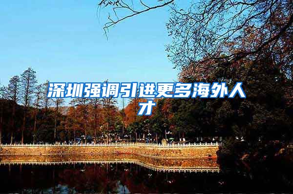 深圳强调引进更多海外人才