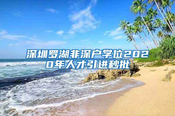 深圳罗湖非深户学位2020年人才引进秒批