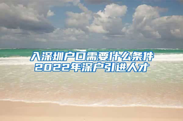 入深圳户口需要什么条件2022年深户引进人才