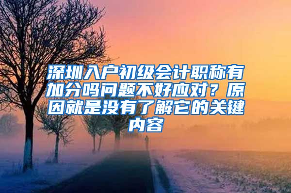 深圳入户初级会计职称有加分吗问题不好应对？原因就是没有了解它的关键内容