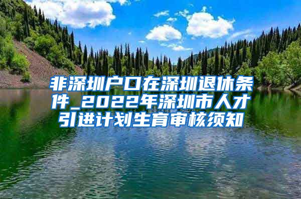 非深圳户口在深圳退休条件_2022年深圳市人才引进计划生育审核须知