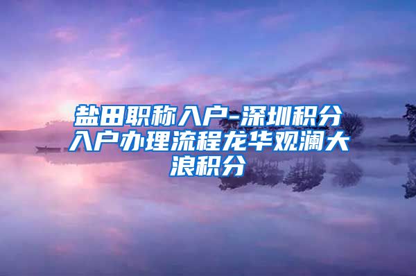 盐田职称入户-深圳积分入户办理流程龙华观澜大浪积分