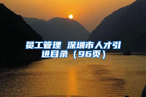 员工管理 深圳市人才引进目录（96页）