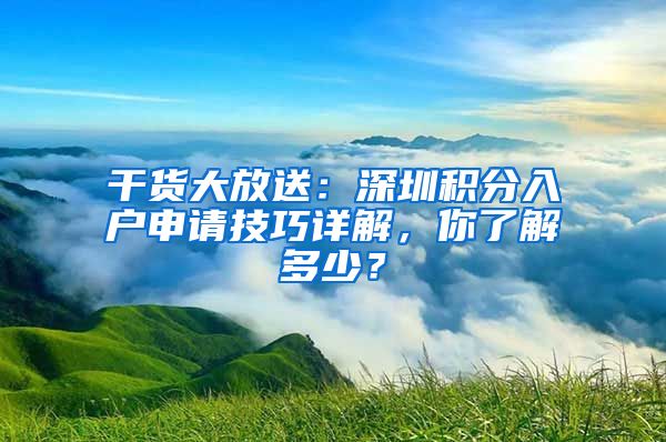 干货大放送：深圳积分入户申请技巧详解，你了解多少？