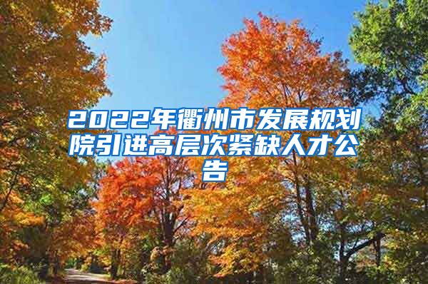 2022年衢州市发展规划院引进高层次紧缺人才公告