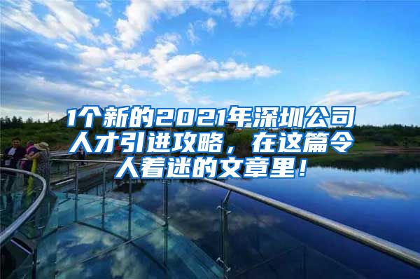 1个新的2021年深圳公司人才引进攻略，在这篇令人着迷的文章里！