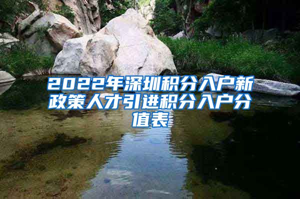 2022年深圳积分入户新政策人才引进积分入户分值表