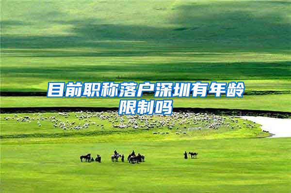 目前职称落户深圳有年龄限制吗