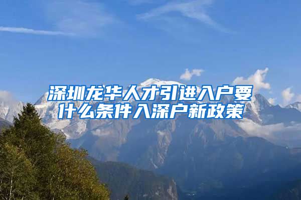 深圳龙华人才引进入户要什么条件入深户新政策