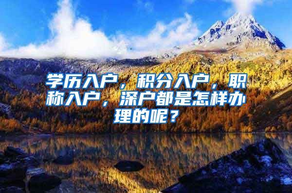 学历入户，积分入户，职称入户，深户都是怎样办理的呢？