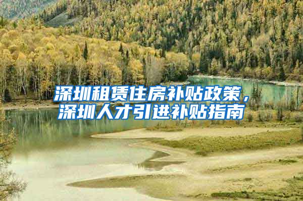 深圳租赁住房补贴政策，深圳人才引进补贴指南