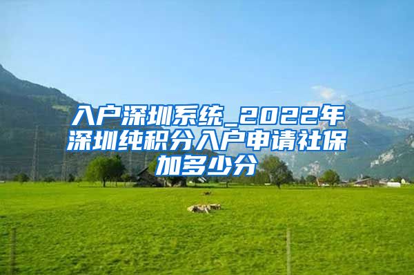 入户深圳系统_2022年深圳纯积分入户申请社保加多少分