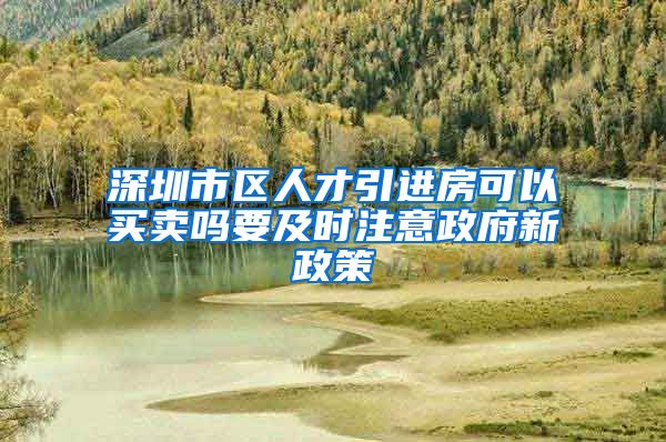 深圳市区人才引进房可以买卖吗要及时注意政府新政策