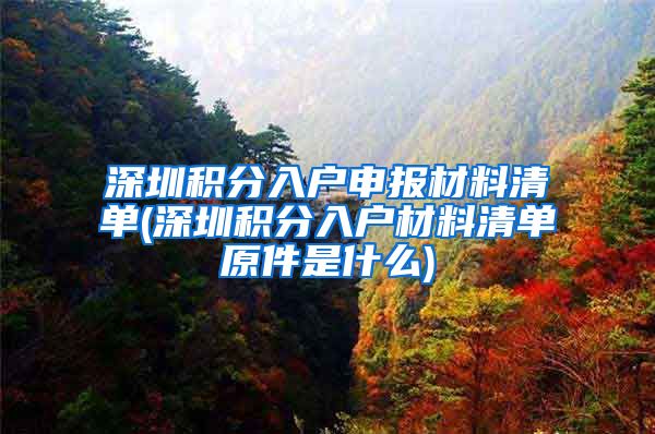 深圳积分入户申报材料清单(深圳积分入户材料清单原件是什么)