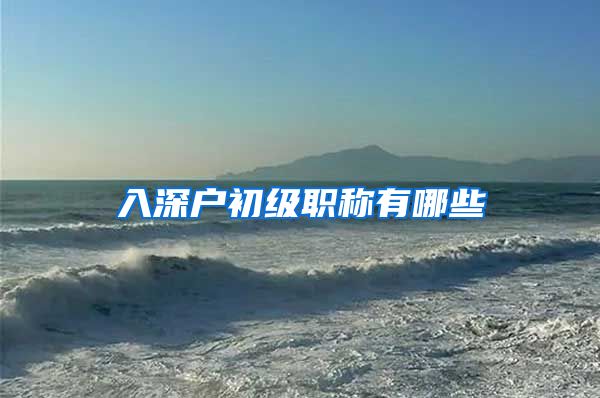 入深户初级职称有哪些