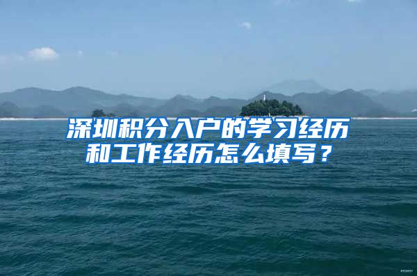 深圳积分入户的学习经历和工作经历怎么填写？