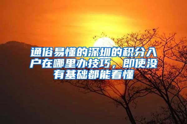 通俗易懂的深圳的积分入户在哪里办技巧，即使没有基础都能看懂